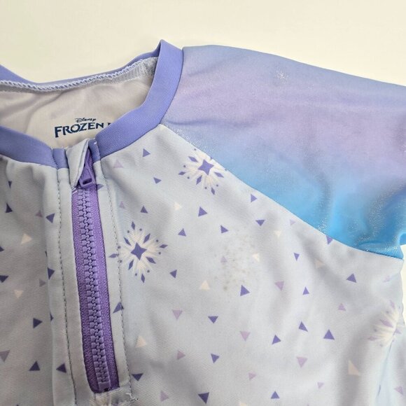 Disney Frozen 2 Piece Swim Rashguard and Bottom Set Ruffle - Picture 2 of 8